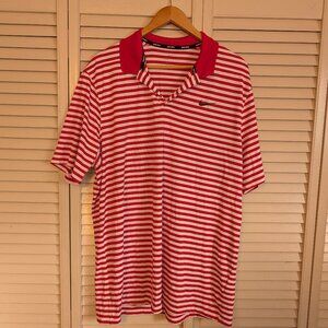 NIKE GOLF DRY FIT POLO SHIRT RED STRIPED MEN'S XL